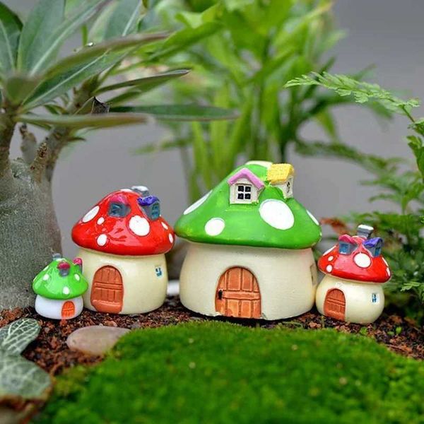 Cute miniature landscape mushroom house courtyard flowerpot decoration mini landscape mini balcony pattern W240828