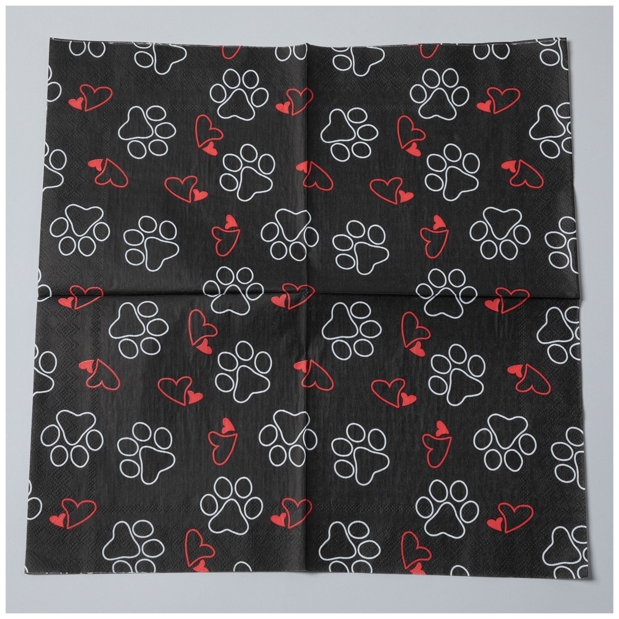 Pawfect Occasion Paper Plates & Napkins - Outlined Paws & Hearts - Napkins & Plates