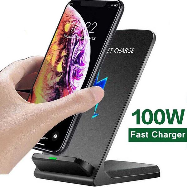 New 100W Wireless Charger Stand For iPhone 14 13 12 Pro Max 11 XS XR X 8 Samsung S22 S21 S20 Type C Fast Charging Dock StationM240731
