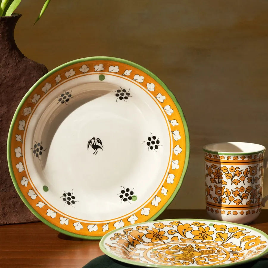 Karaca Paye Seljuk Collection Porcelain Pasta Bowl, 23cm, Yellow Multi