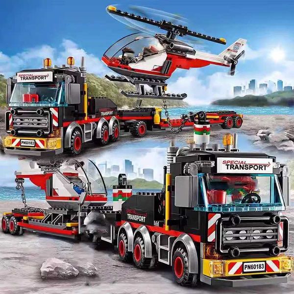 Ci series 60183 Heavy Helicopter Transporter model building blocks brick decoration toys Puzzle Assembly Childrens GiftsXJ250113