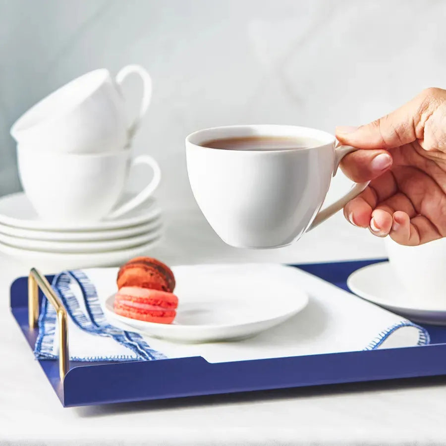 Karaca 12 Piece New Generation Bone Tea Cup and Saucer Set for 6 People, 220ml, White