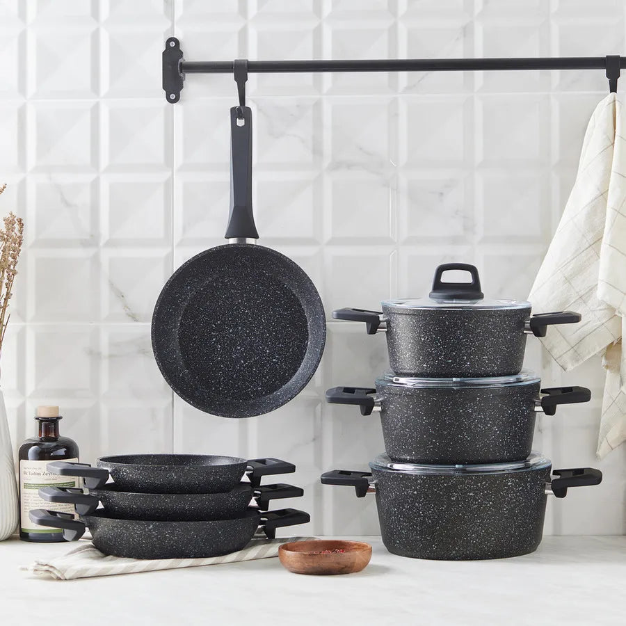 Karaca Eliz Biogranite 10-Piece Non-Stick Cookware Set, Black