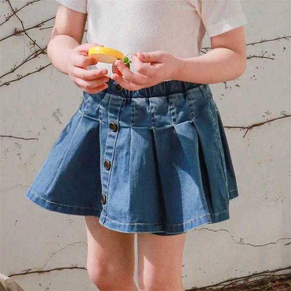 Baby Girl Jean Skirt Childrens Cotton Skirts Preschool Skirts Preschool Party Clothing 2023 Summer Childrens Clothing Korean StyleW240722