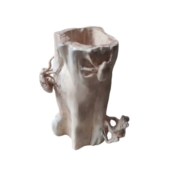 Artisanal Pearwood Pen Caddy Chic Handmade Holders with Unique Carving Detail