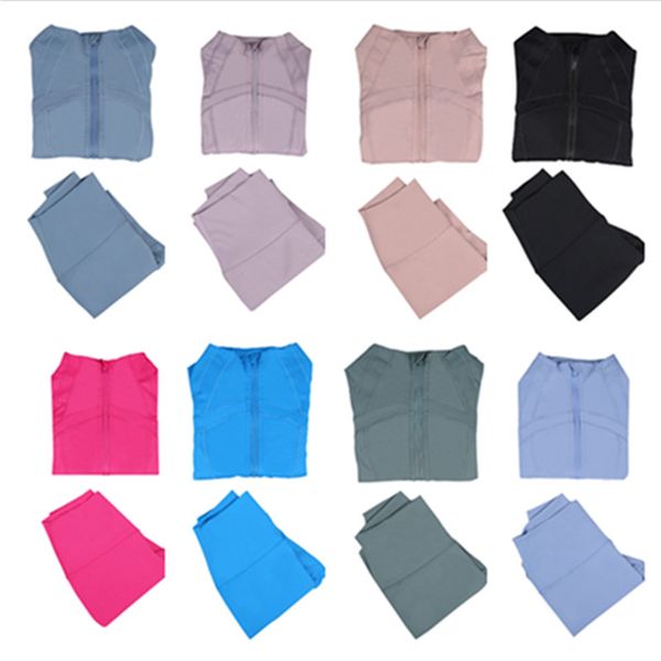 LL womens yoga jacket set sports jacket zippered cardigan long sleeved slim fit running fitness definition gym sports jacket and leggings ho