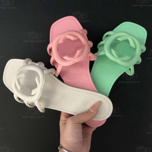 GuiccieLyS Designer ggSandals Women Interlocking G Slides Rubber Slippers Ladies Flat Beach Jelly Script Orange Summer Beach Mules Outdoor W