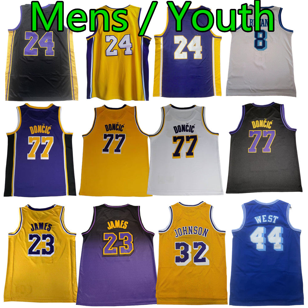 #24 #77 #23 Basketball Jersey DoncicS City Bryant 2025 James New Johnson Luka LeBronS Home Away Men Youth