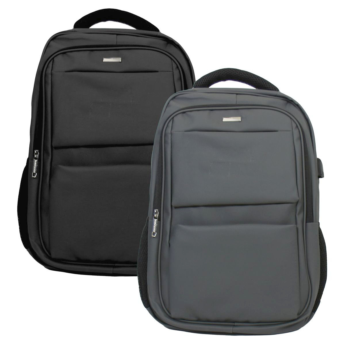 18-Inch Travel Laptop Multi-Compartment Backpack (1 or 2-Pack) - J-KS-140-B - Black & Grey