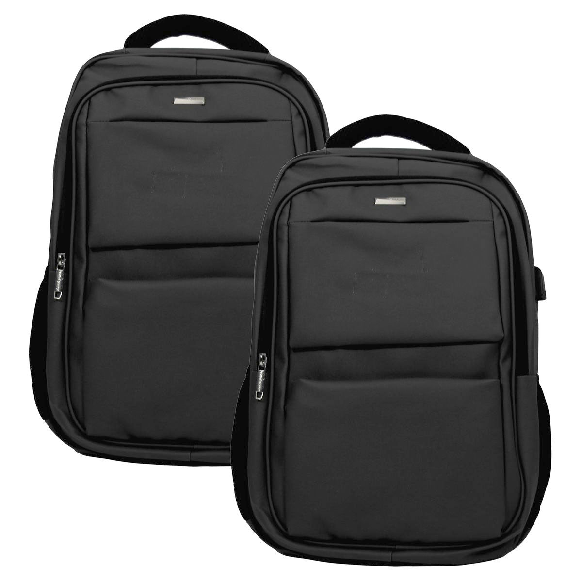 18-Inch Travel Laptop Multi-Compartment Backpack (1 or 2-Pack) - J-KS-140-B - Black & Black