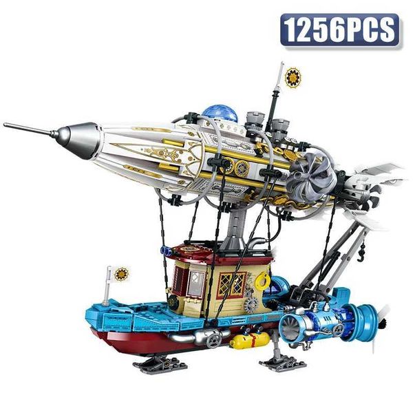 Blocks Creative 1256Pcs Steam Punk Airship Mechanical Spacecraft Model Building Blocks Technical Space Boat MOC Toys Childs Gift Y250112DDMI