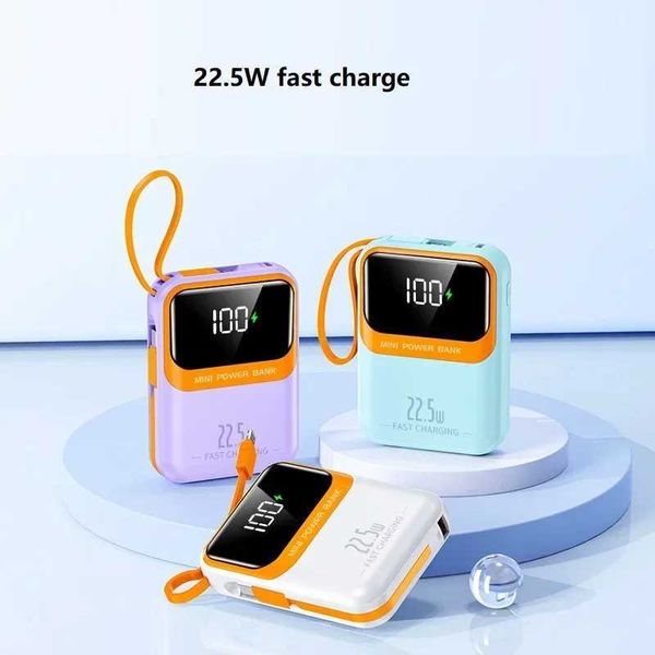 Hot Sale Mobile Phone Charger Fast Charging 22.5w Power Bank Mini Powerbank with Type-C Lightning Lines 10000mAh charger suitable for iPhone