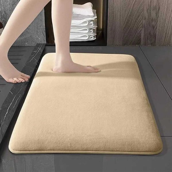 Thick coral velvet solid color floor mat bathroom living room doorway waterproof and anti slip mat bedroom floor mat carpet 4W240815