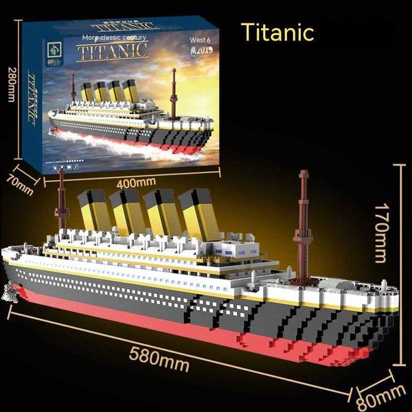 Titanic Mega Ship Building Blocks Luxury Iceberg Cruise Ship Wreck Set Micro City DIY Model Building Blocks Toys Children Adult Gifts X24121