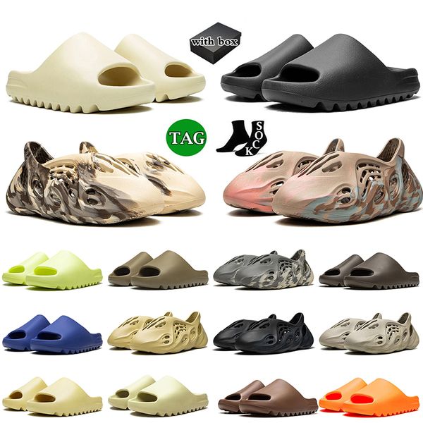 With Box Designer Big Size 13 Foam Runner Siders Flat Slippers Classic clogs Onyx Bone Pure Desert Sand Cream Clay Ochre Beach Sandals Mens