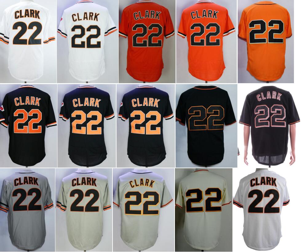1989 Vintage Retire 22 Will Clark Baseball Jerseys Men Flexbase Cool Base Pullover Black Grey White Orange Beige All Stitched Breathable