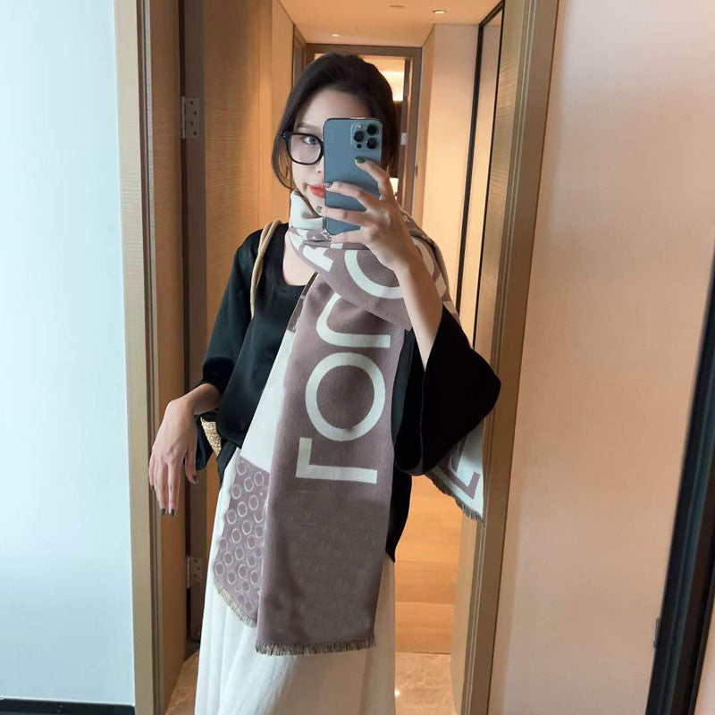 Luxury Floral Print L Scarf for Women Warmer Winter Cashmere Pashmina Scarves Shawls Female Thick Blanket Wraps Foulard