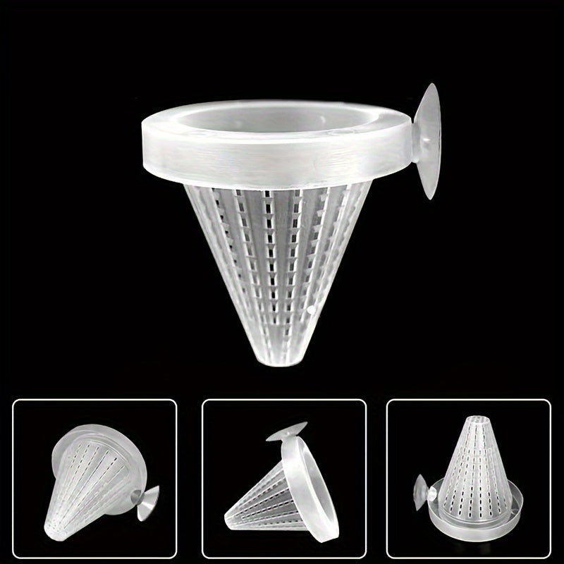 TEMU 2pcs Plastic Bloodworm Feeder Cone For Fish, Live Food Funnel With Suction Cup, Aquarium Feeding Cups, 5cm-1.97in Diameter, Transparent Fish