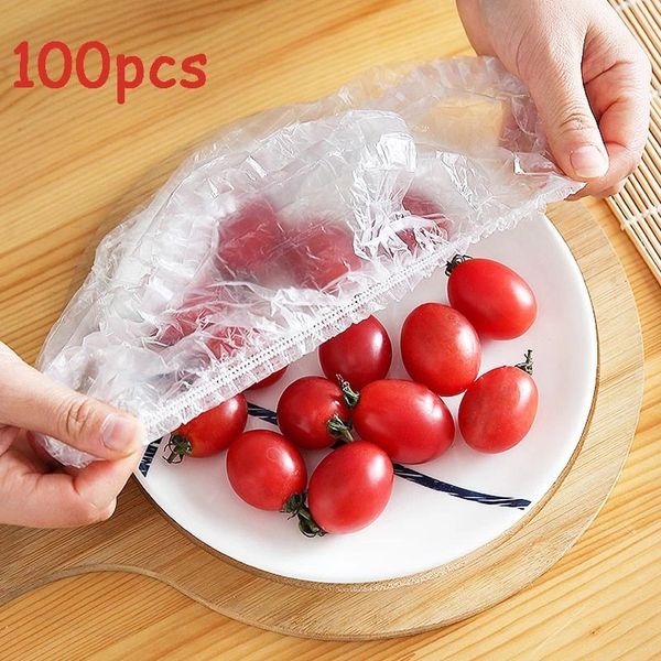 Other Kitchen Storage 100pcs Disposable Food Cover Plastic Wrap Elastic Food Lids For Fruit Bowls Cups Caps Storage Kitchen Fresh Keeping Sa