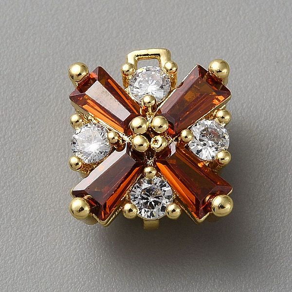 Charms conectores de vidrio pavé de latón chapado en oro claro