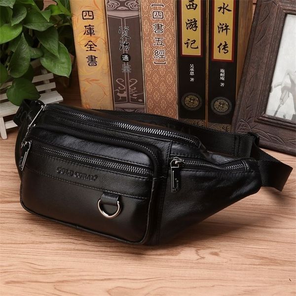 Real Cowhide Men Hip Fanny Belt Pack Pouch Single Shoulder Cross Body Bags Male Genuine Leather Bum Waist Chest Bags 250103