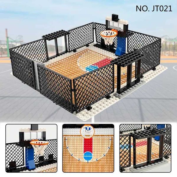 Blocks Blocks Criative Sports Stadium Basketball Court Mini Basketball Treining Base Blocks Bricks Toys Gifts H241111 Y250117M01C