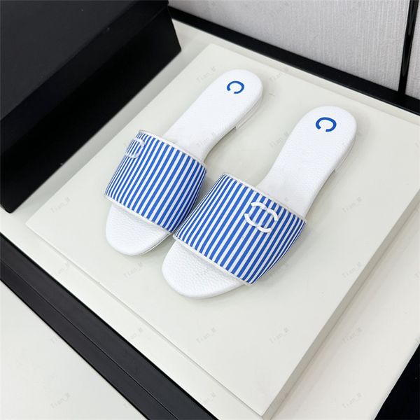 2024 NEWEST Women&#039;s genuine leather knitting Slippers flats Luxury slipper soft comfortable high quality famous brand summer beach sann