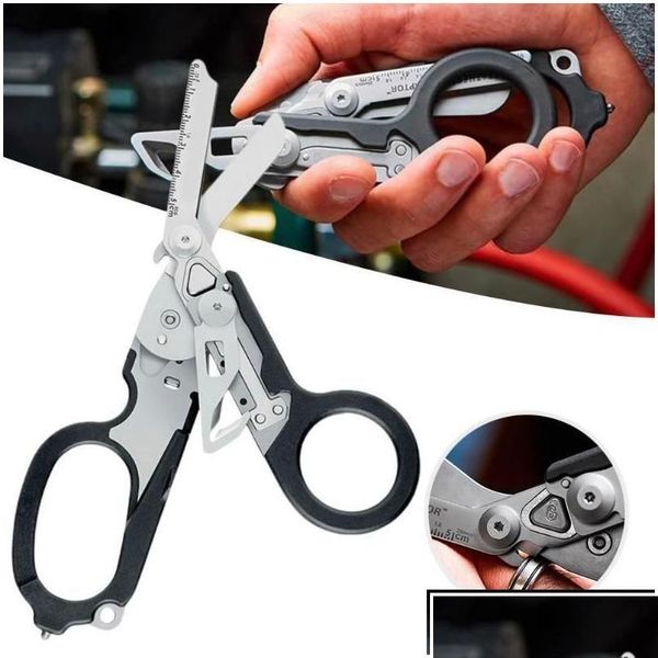 Professional Hand Tool Sets 6 In 1 Raptor Emergency Response Shears With Strap Cutter And Glass Breaker Atible Holster Folding O Drop Ot4Jn