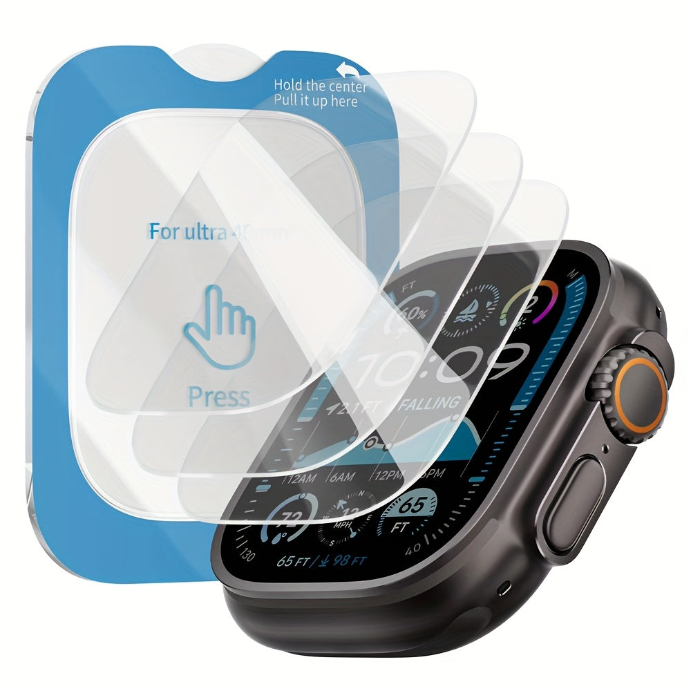TEMU 3 Pcs Screen Protector For Watch -2 49mm Waterproof Auto-alignment Installation Tempered Film For Iwatch Ultra 49 Mm