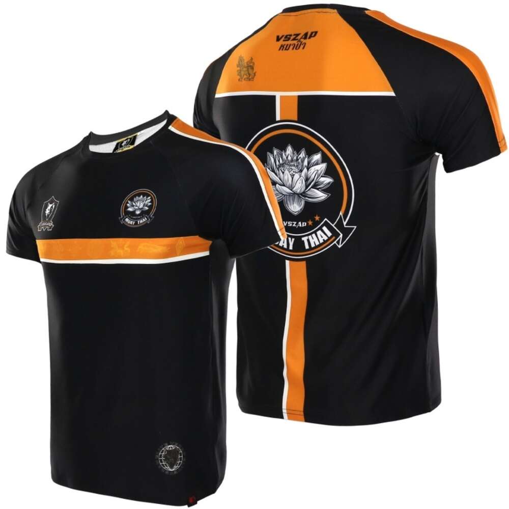Vszap Muay Thai T-shirt Fiess Sports MMA Boxing Suit Training Combat Fighting Quick-drying Stretch Short Sleeve