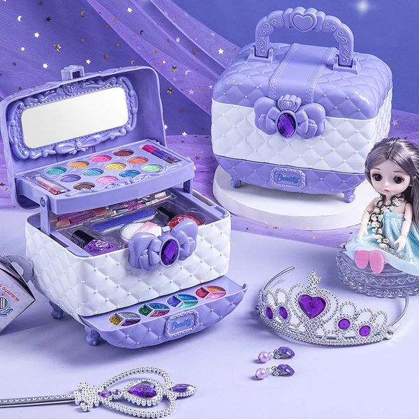 Beauty Fashion Children Girl Princess Makeup Cosmetics Game Box Toy Set Lipstick Eyeshadow Safe Non Toxic Toys Birthday Present 231218