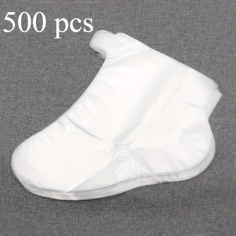 TEMU 500pcs Transparent Disposable Moisturizing Foot Covers - Pe Plastic Bags With Fixed Sticker, Foot Care, Prevents Cracking & , Ideal For &