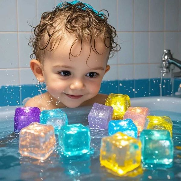612pcs Banho de banho de bebê LED LIGHT UP Toys colorido à prova d'água brinquedos de banho brilhantes para meninos meninas infantil aniver