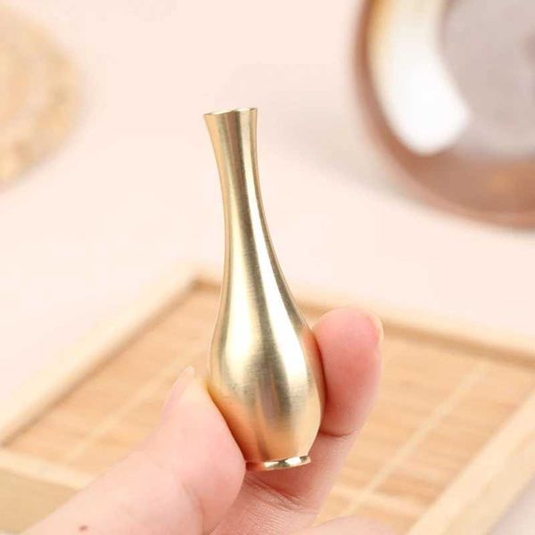 1PC Hot Sale Mini Pure Copper Vase Gold Decorative Living Room Antique Vase Unique Vase For Doll House Furniture Decor Accessory Y240807