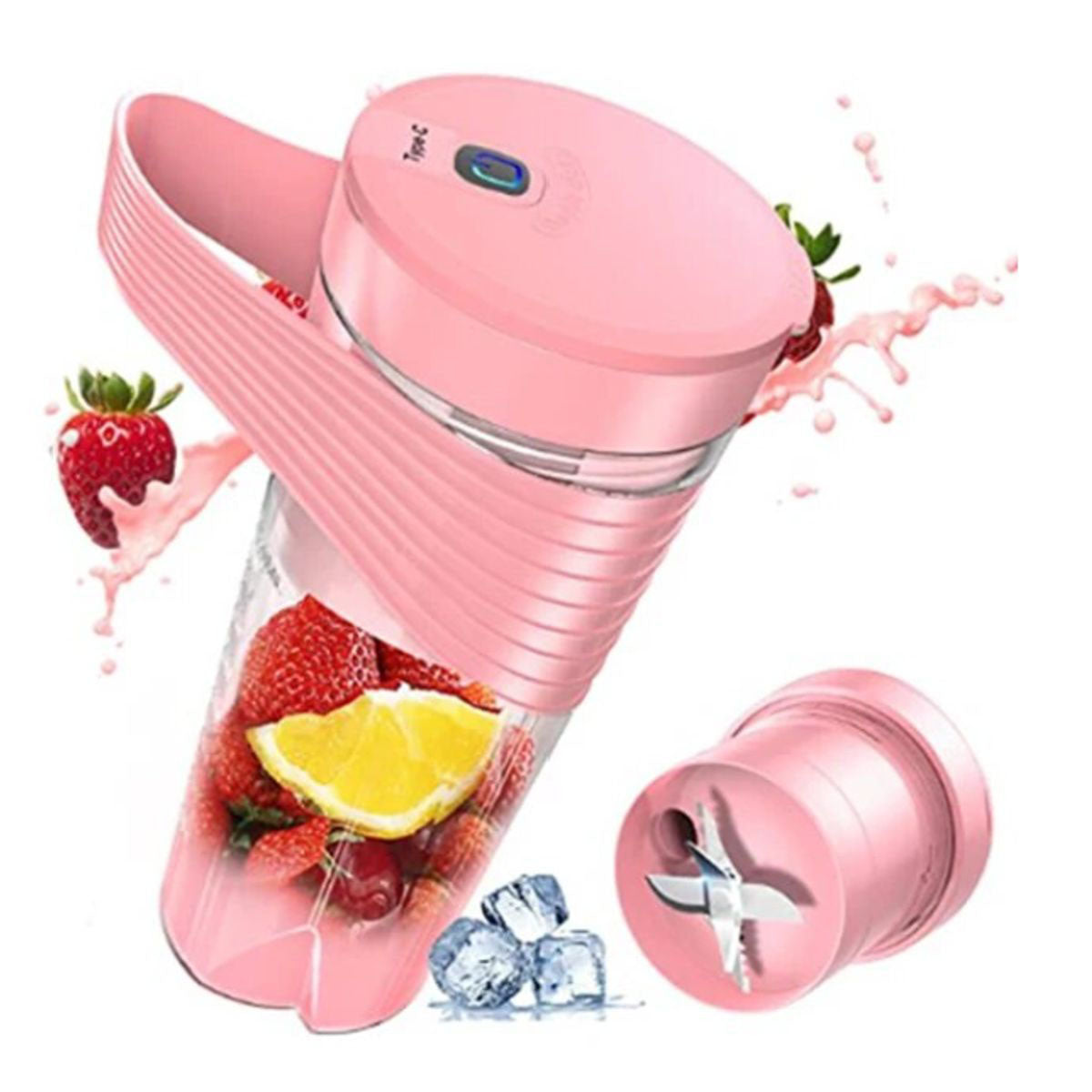 15.5-Ounce Rechargeable Personal 6-Blade Blender for Shakes & Smoothies - Pink