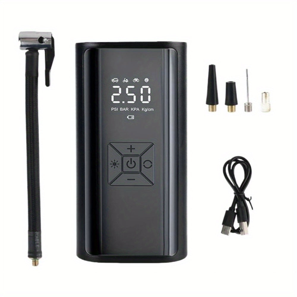 TEMU 150psi Heavy-duty Tire Inflator With Fast Inflation - Portable Air Compressor, 4 (car, Bike, Motorcycle, Ball), Led Pressure Gauge, For Cars,