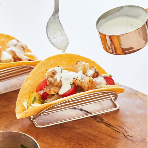 Mexican Restaurant Stainless Steel Pancake Rack Taco Holder Pizza Display Stand Spring Roll Food Rack Kitchen Gadgets LX6054