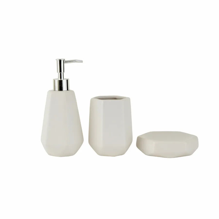 Karaca Home Ruby Ceramic Bathroom Accessories Set, 3 Piece, White