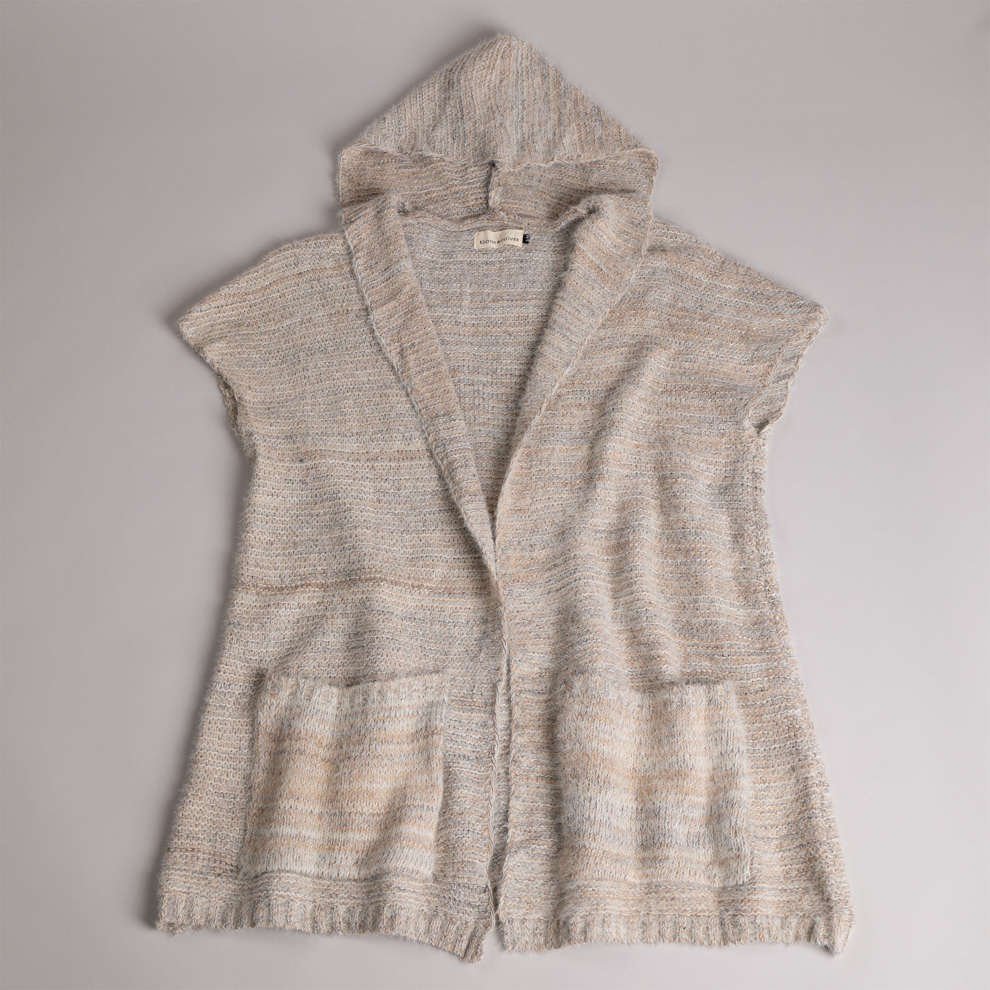 Soft Knit Short Sleeve Hooded Cardigan - S-M