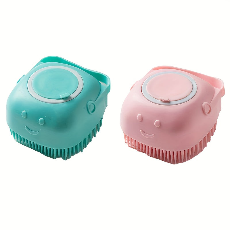 TEMU 2pcs Dog Bath Brush, Dog Shampoo Brush, Dog Bathing Brush, Dog Shower Brush, Dog Bathing Supplies With Shampoo Storage For Stripping, Cleaning,