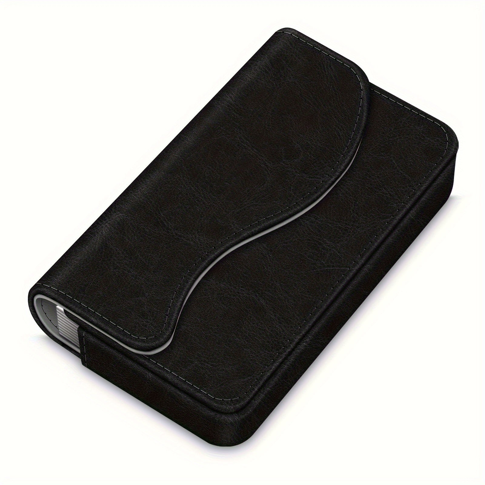 TEMU Business Card Holder Name Card Wallet Case Organizer With Magnetic Closure-black, To 30 Pcs Of Business Name Cards, Credit Cards Or Other