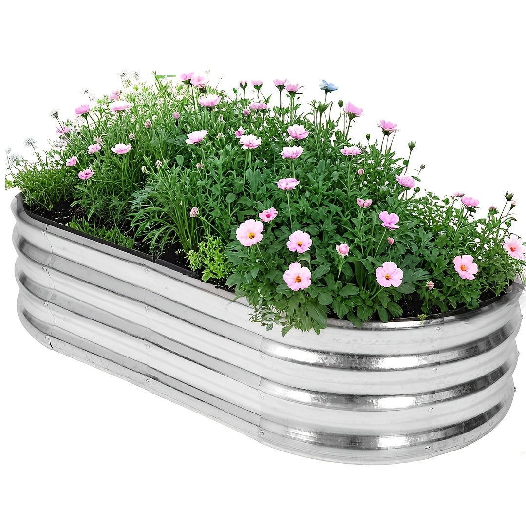 TEMU Galvanized Raised Garden Bed Kit, Galvanized Planter Garden Boxes Outdoor, Oval Large Metal For Vegetables