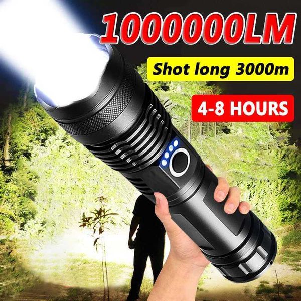 High Power Led Flashlight Telescopic Zoom Portable Rechargeable Led Lamp Emergency Spotlights Camping TorchCL240718