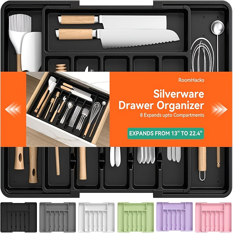 TEMU Multi-functional Storage Drawer Box, Expandable Kitchen Utensil Rack, For The Kitchen, For Storing Tableware And Cutlery, Adjustable Plastic