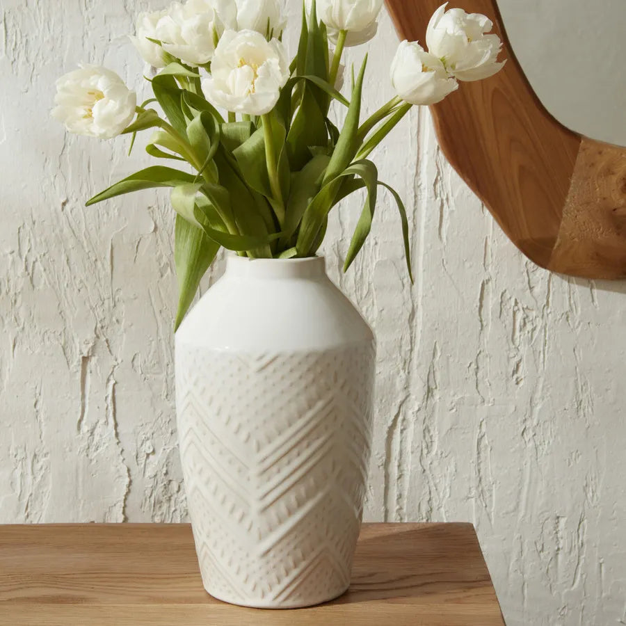 Karaca Home Angel Ceramic Vase, 14.7cmx14.7cmx25.5cm, White