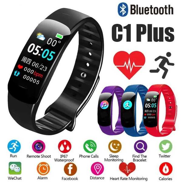 C1 PLUS Mens and Wen Smart Watch Sports Wristband with Step Counter Fitness Tracker Blood Pressure Sleep Y241114 Y241119