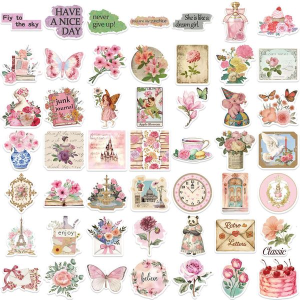 50 Pink Girl Graffiti Stickers Decorate Guitar Notebook Lage DIY Waterproof