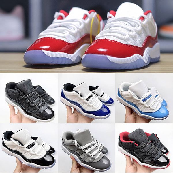 Cool Grey kids shoes 11s Low black boys grey sneaker 11 J Designer basketball cherry trainers baby kid youth toddler infants children boy gi
