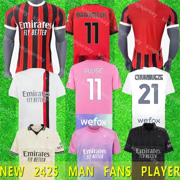 23 24 25 Maglia MILANS GIROUD Soccer Jerseys 2024 home away third 4th PULISIC REIJNDERS ROMAGNOLI RAFA LEAO REIJNDERS Football shirts ac uni