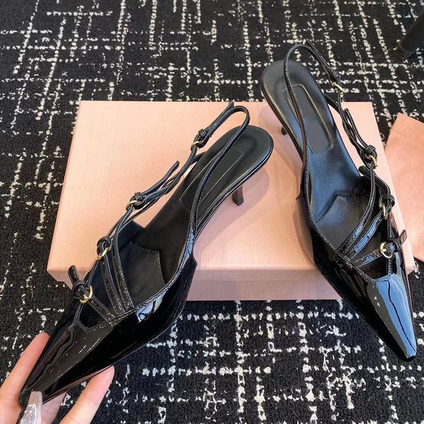 Sandals 10cm Conical heel pumps heels 5.5 CM kitten Heel Leather sole Women&#039;s designer Dress Shoes Party wedding Evening shoes shoe 35-